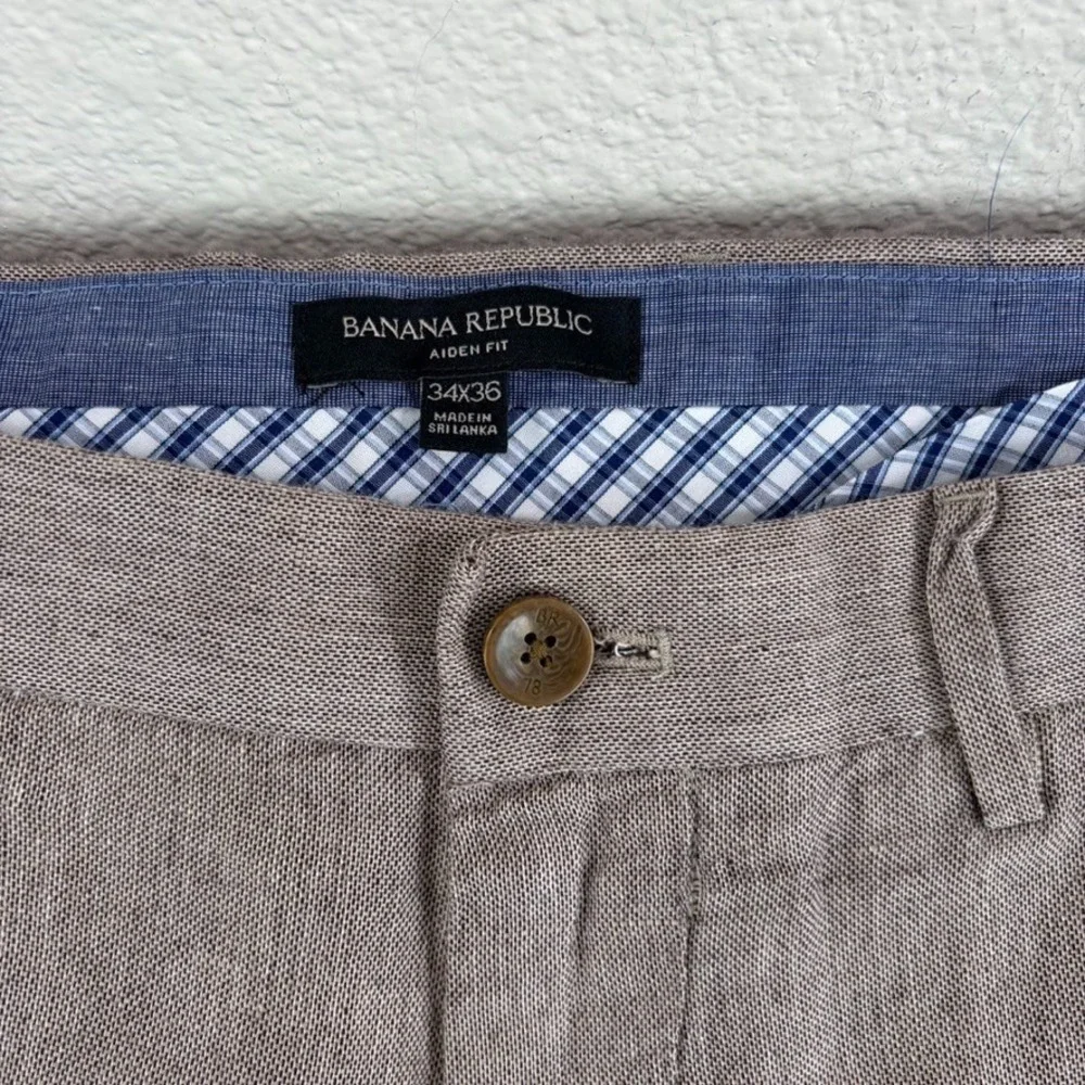 Banana Republic Aiden Fit Trouser Pants in Brown Men 34x36 Linen Blend
